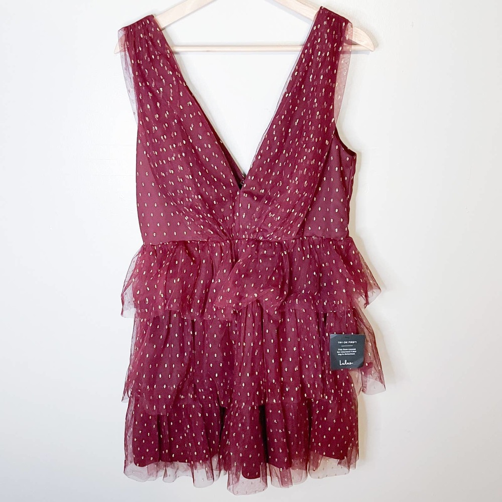 LuLus V Neck Ruffle Tier Dress